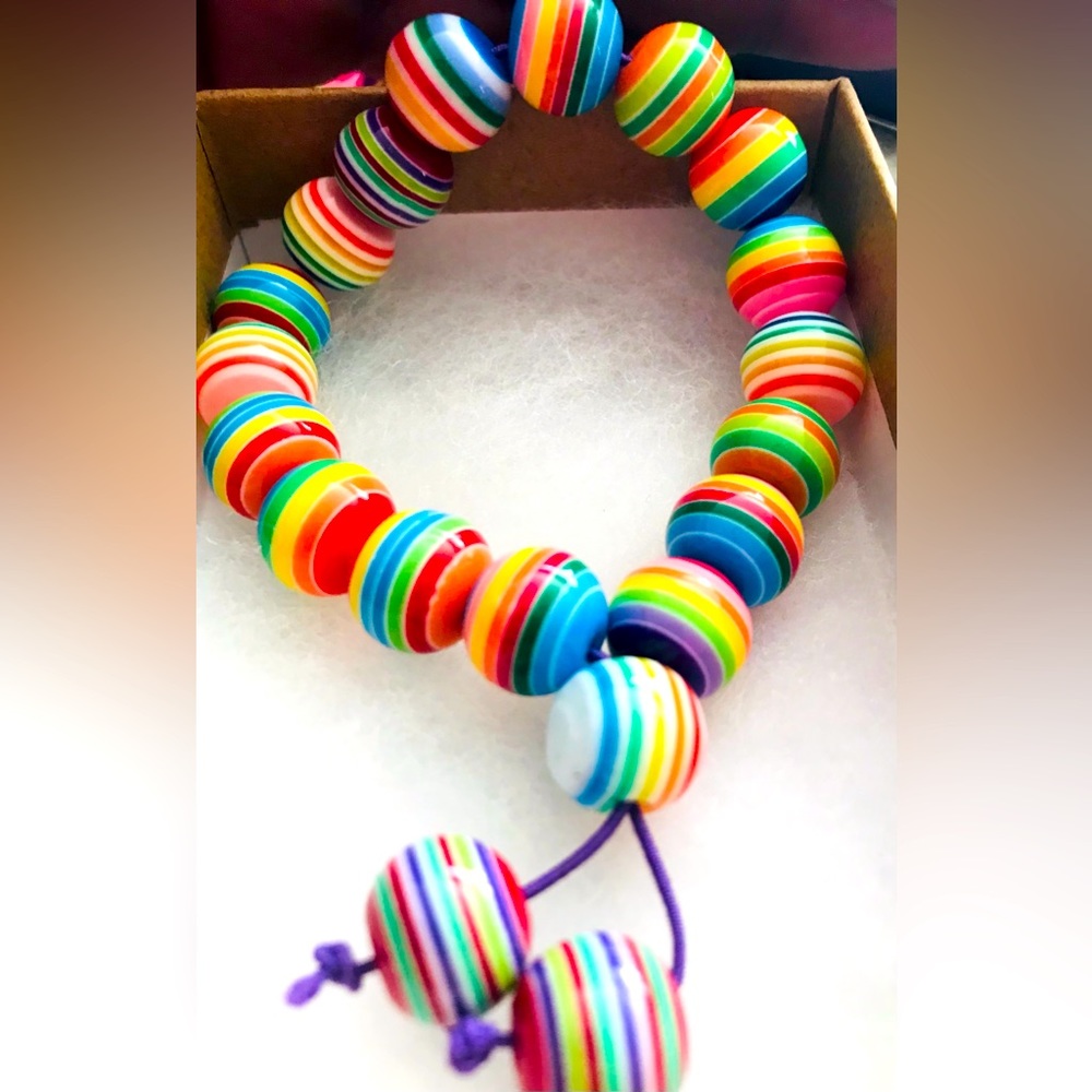 MULTI COLORED ROUND BEADED  BRACELET WITH ADJUSTABLE ENDS